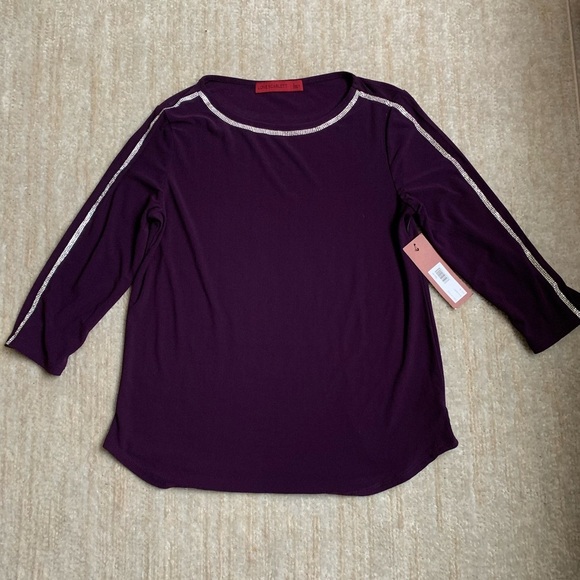 Love Scarlett Blouse Purple Rhinestone Top Size Small Career Workwear Going Out - Picture 2 of 9